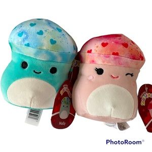 NWT Squishmallows Valentine Mushroom Pair Mully/Molly